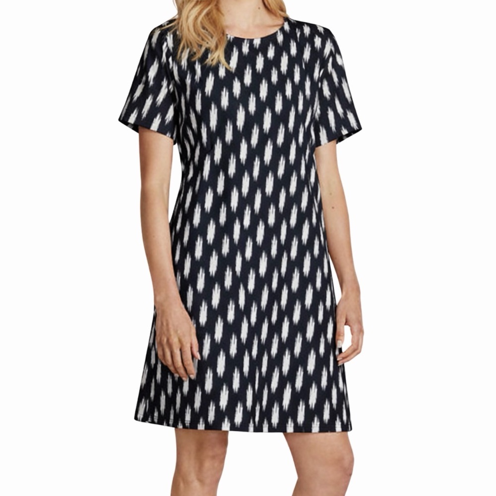 Michael Kors Black & Cream Printed Sheath Career Short Sleeve Dress Size 12